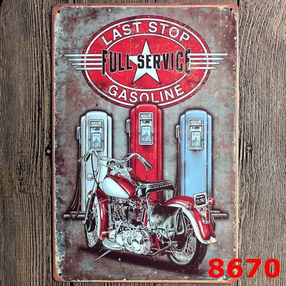 None Other - Retro Motorcycle Iron Wall Decor for mancave bar garage